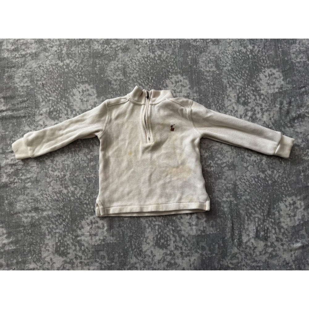 Polo Ralph Lauren Kids White Quarter Zip Pullover Sweater Size 3T Horse Logo